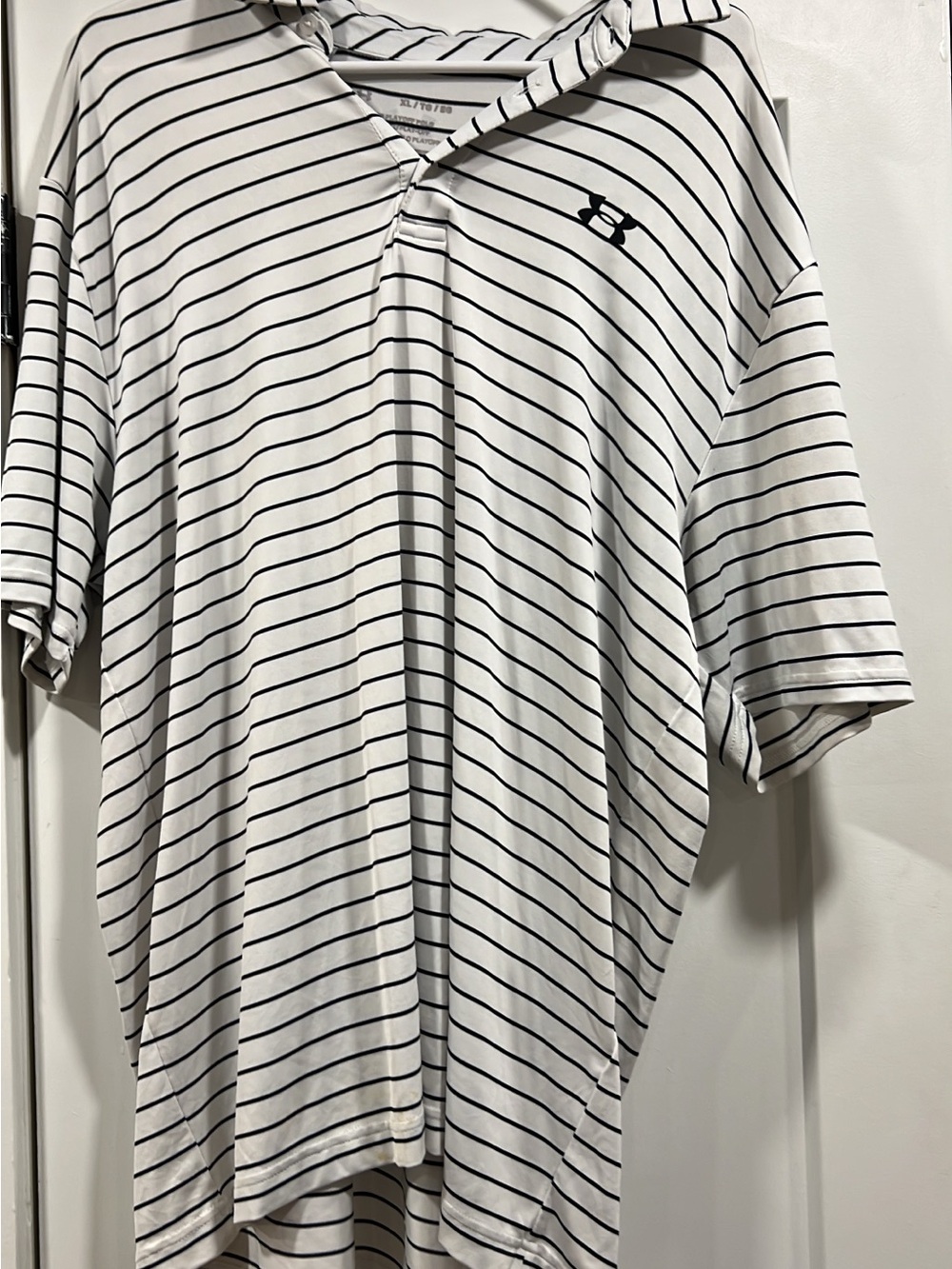 Under Armour Men’s White Polo with Black Stripes